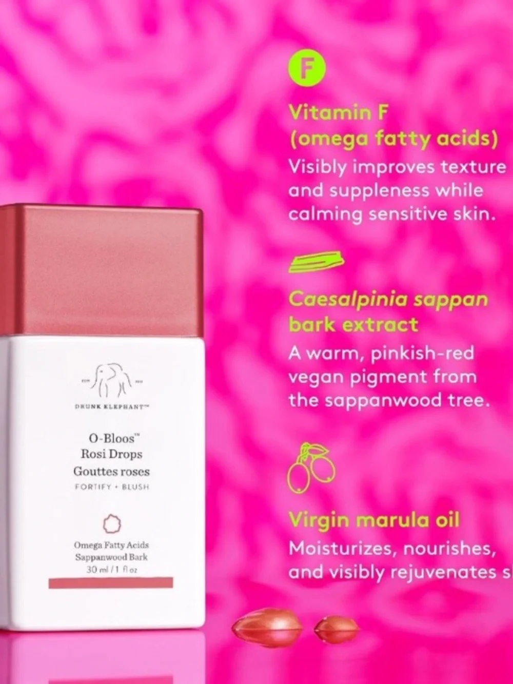 Drunk Elephant O-Bloos Rosy Drops Liquid Blush NEW! FULL SIZE!
